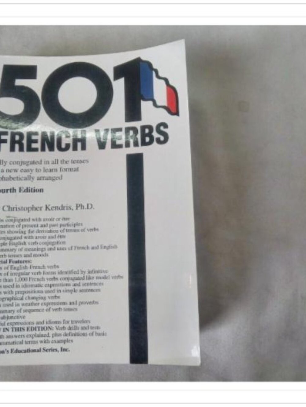 501 French Verbs Christopher Kendris 1996 Fourth Edition Book Vintage Novel